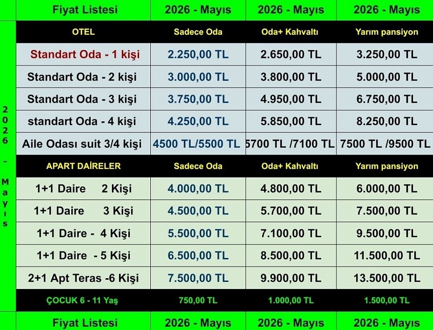 2026 Mayıs Fiyat Listesi
