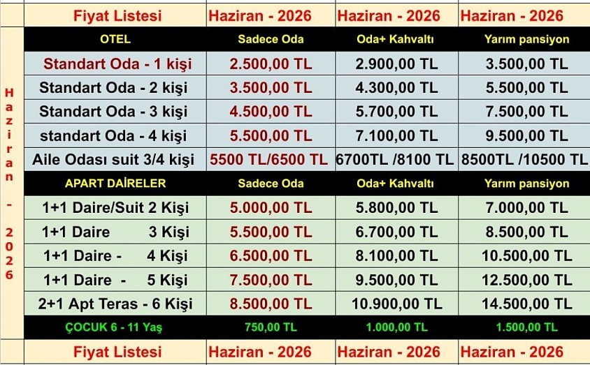 2026  Haziran FİYAT LİSTESİ